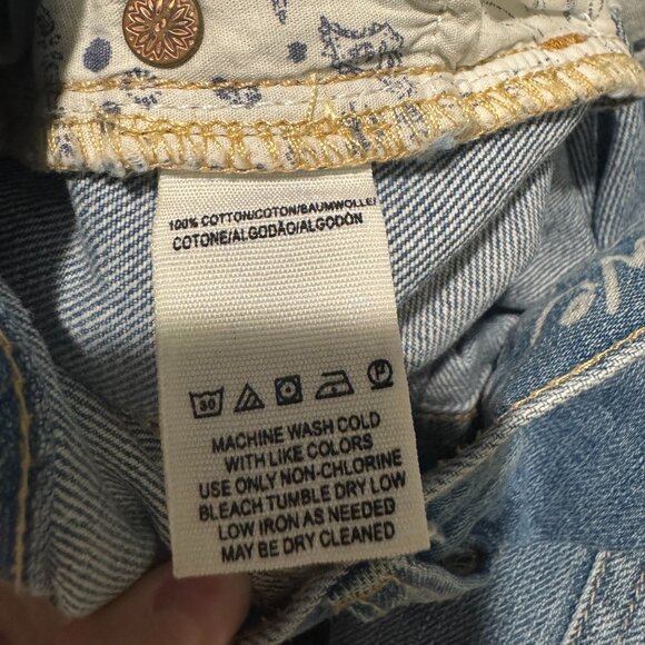 We The Free Free People Distressed Button Fly High Rise Jeans 24 - Picture 9 of 9